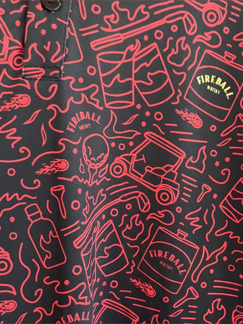 Sunday Swagger Fireball Blaze Golf Polo Men's 2XL Fireball Whisky Red Black - Picture 7 of 13